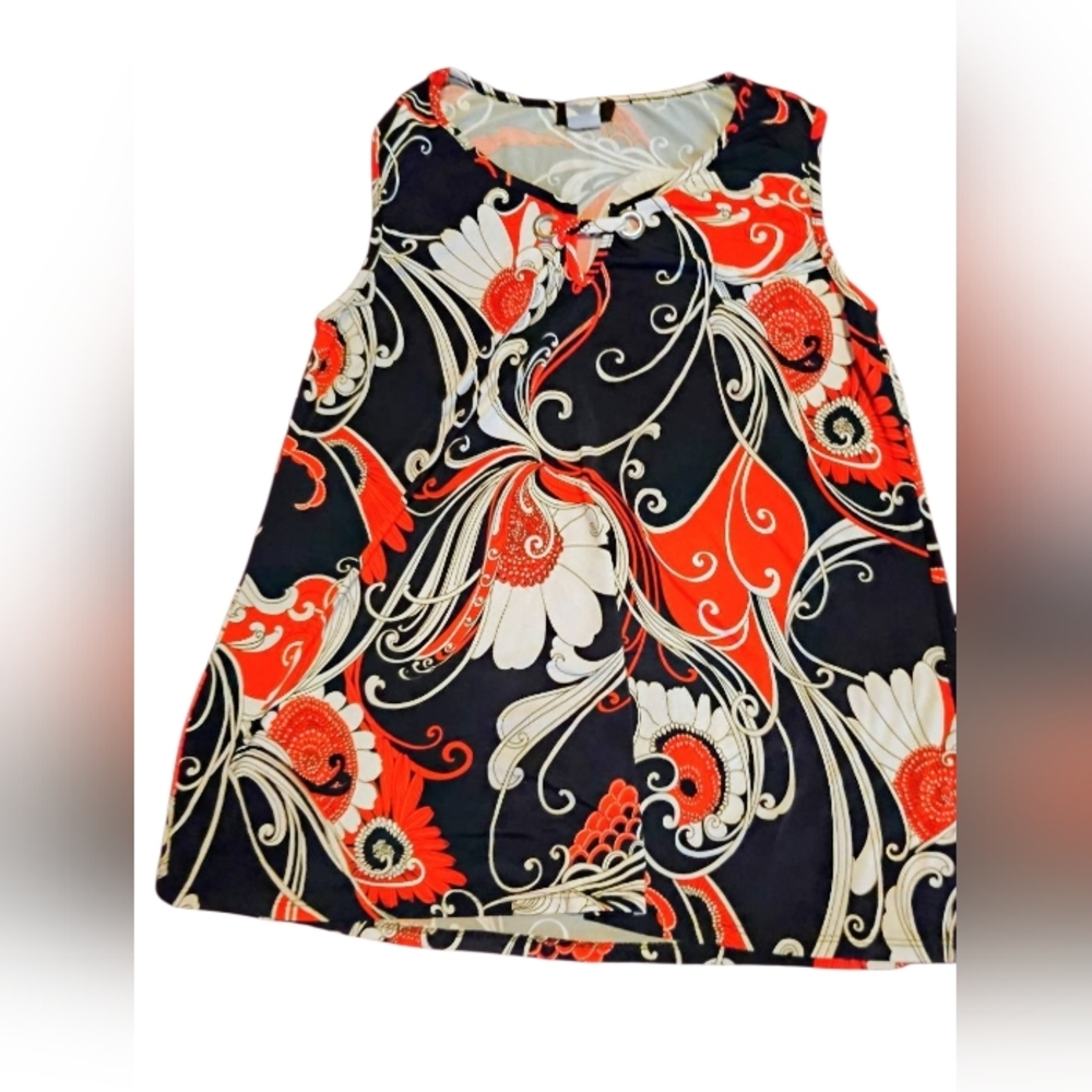 Espresso Vibrant Black and Red Swirl Blouse